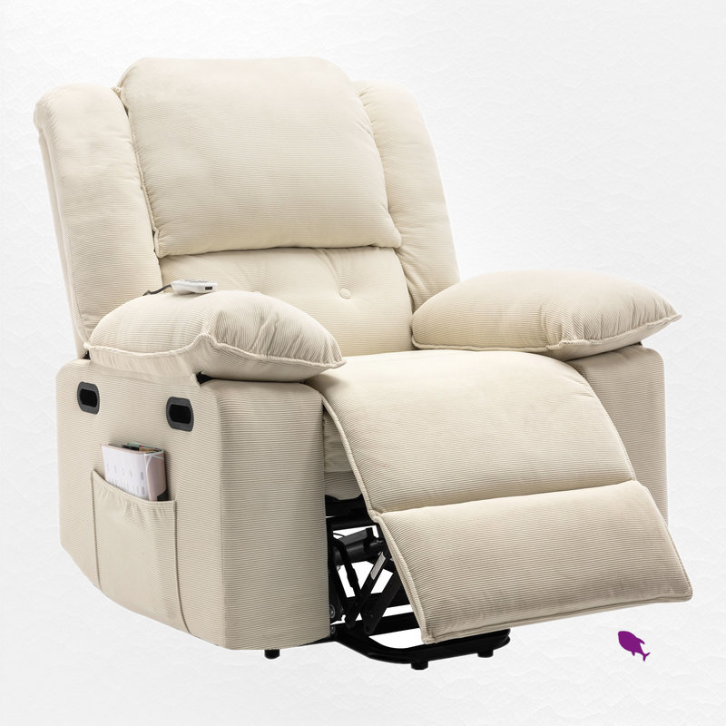 Fauteuil inclinable électrique Power Lift avec massage et chauffage, Crème 100% lin