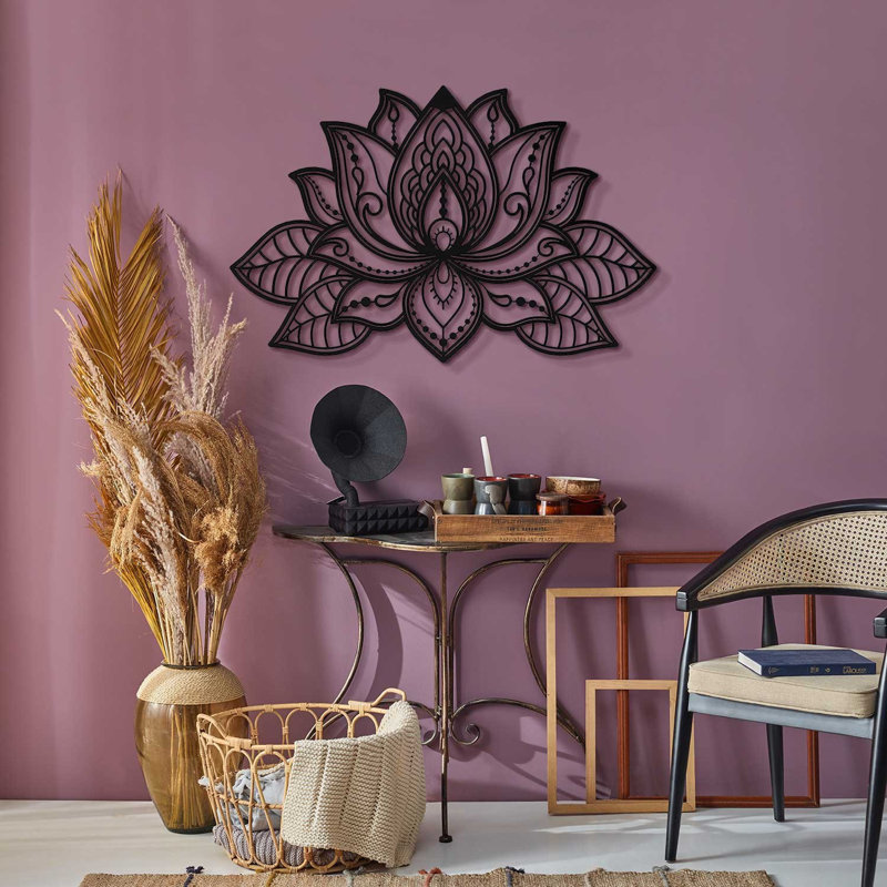 Accessoire mural décoratif en métal, acier noir, 17,3 po x 26,8 po | Fabrication 100% acier, épaisseur: 0,05 pouce | Léger à 1,5 lb | Décoration élégante pour le salon, le bureau et le vestibule