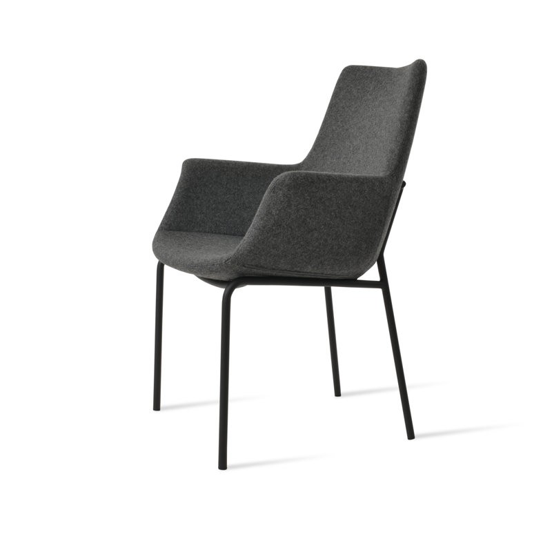 Chaise avec accoudoirs Bottega Harris, Noir, Gris foncé