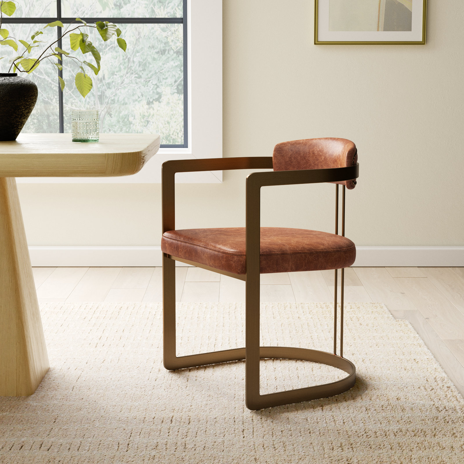 Bradley Genuine Leather Armchair, Brown