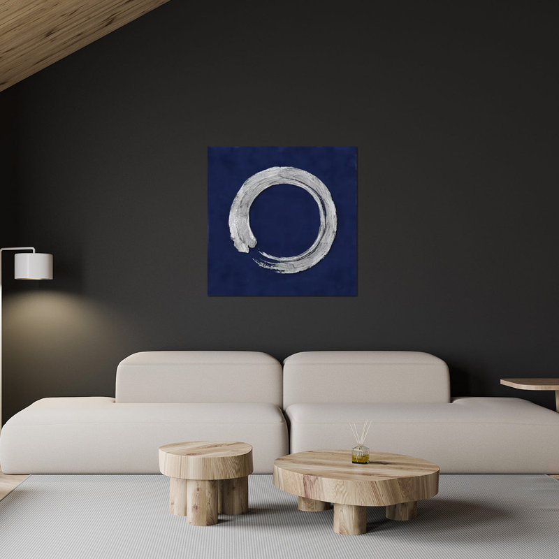 «Silver Zen Circle on Blue I» par Ellie Roberts, impression sans cadre, H 36 po x l 36 po x P 0,25 po