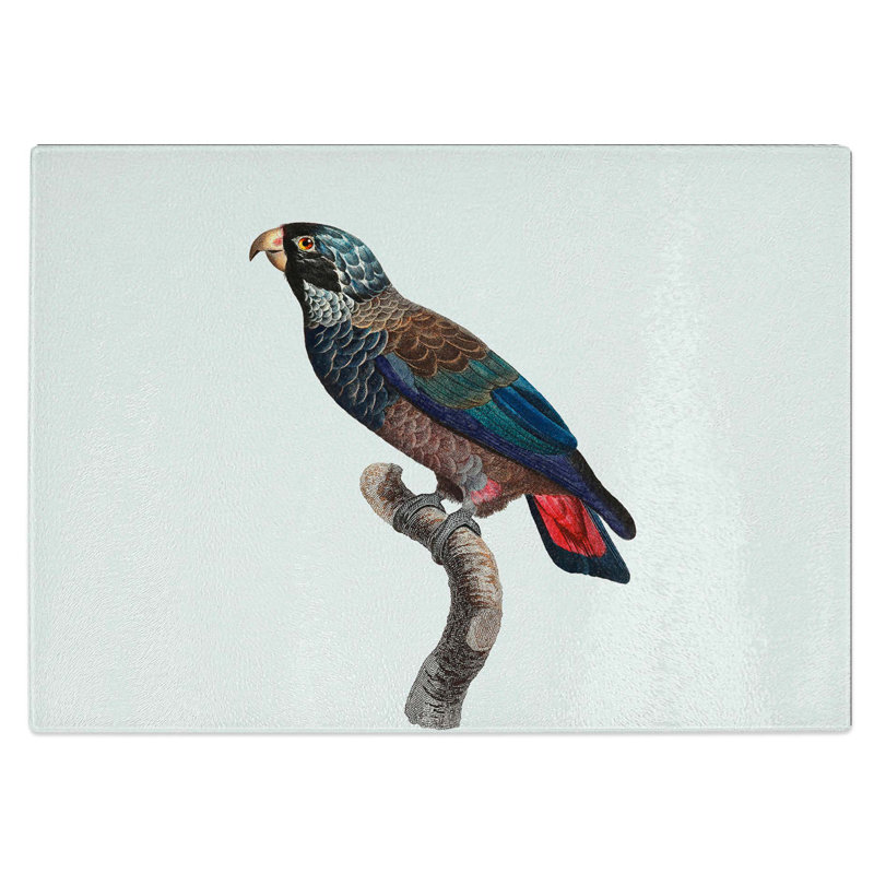 Tempered Glass Bronze-Winged Parrot Chopping Board, 28.5 cm W x 20 cm L