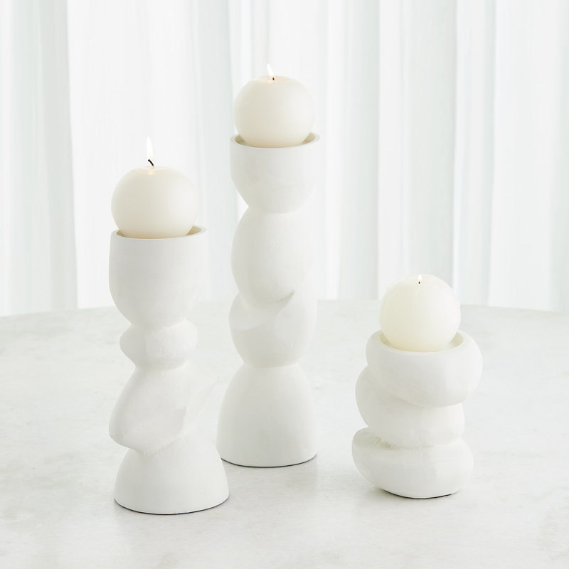 Pradier Candle Holder-White-Med