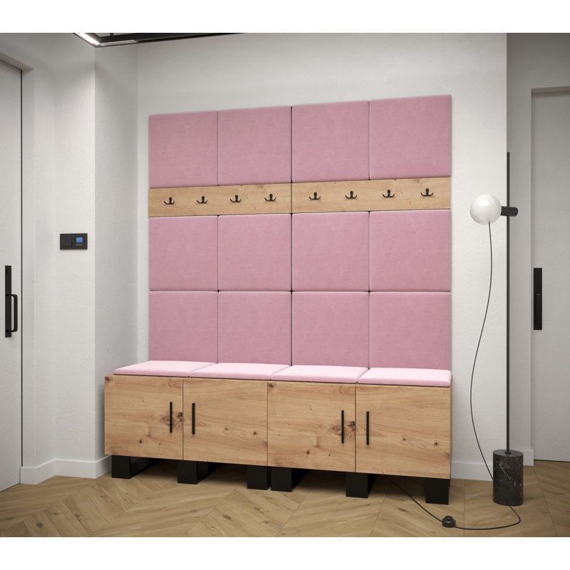 Aerilyn 4 Door Manufactured Wood Wardrobe, Brown/Pink