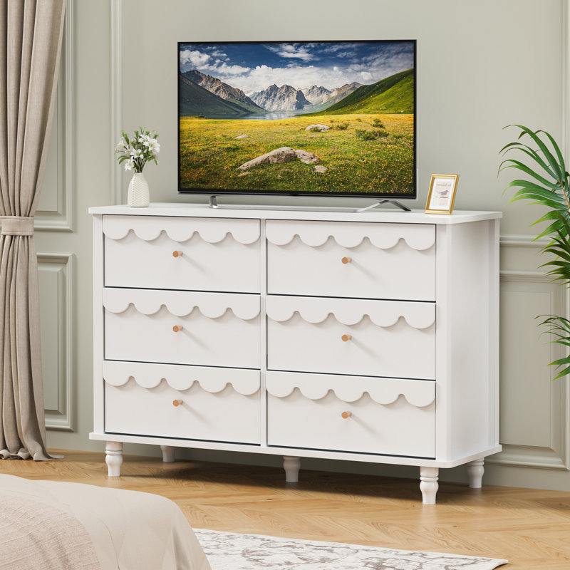 Commode lacée 6 tiroirs Dorlan, Blanc