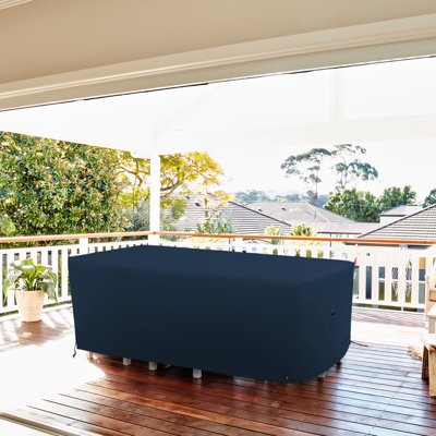 Housse rectangulaire pour table et chaises d'extérieur pour mobilier de patio avec évent et cordon de serrage