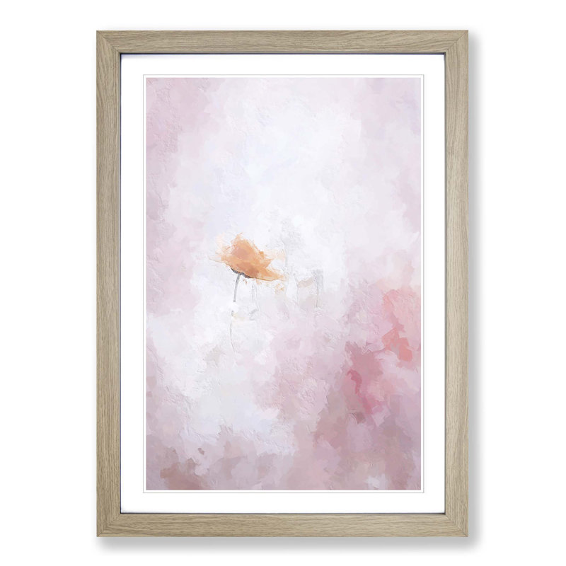 Poppy Flower in Abstract - Picture Frame Painting Print, Oak, 91cm H x 60cm W x 2cm D