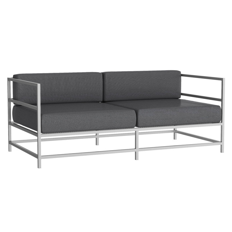 Delano Outdoor 2 - Seat Loveseat, Cast Slate Sunbrella® Plainweave, Kessler Silver