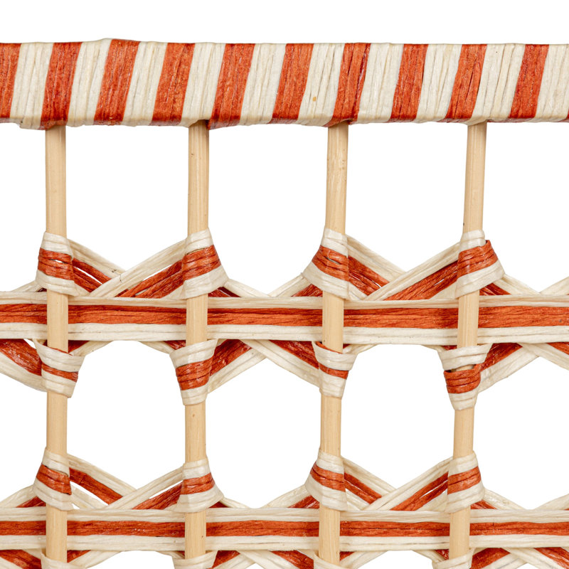 Tablette décorative tissée avec corde de papier et structure en bois massif, Naturel