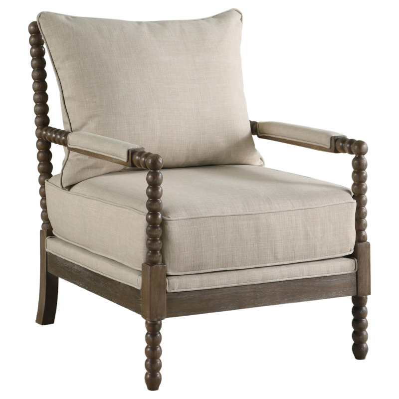Herndon Upholstered Bobbin Accent Chair Beige and Natural, Brown , Dark Beige Polyester