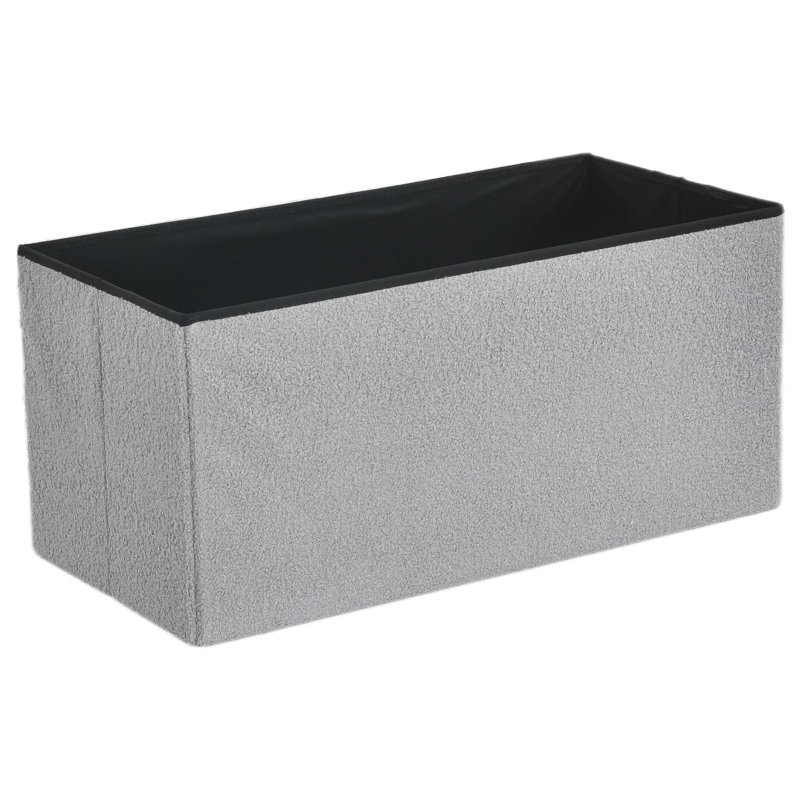 38 FOLDABLE BOUCLE STORAGE BOX, 38cm H x 80cm W x 7cm D, Silver