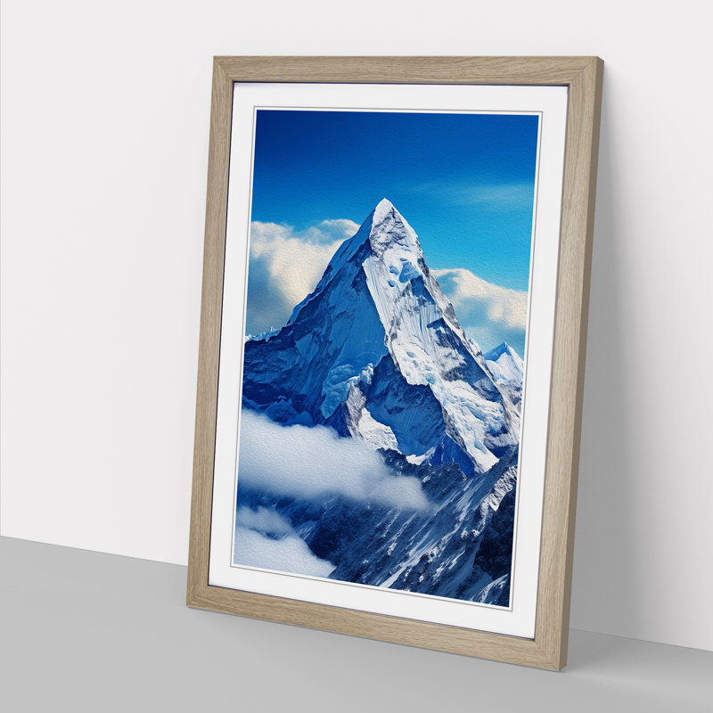 Mount Everest Constructivism - Single Picture Frame Print on Wood, Oak Framed, 64cm H x 46cm W x 2cm D
