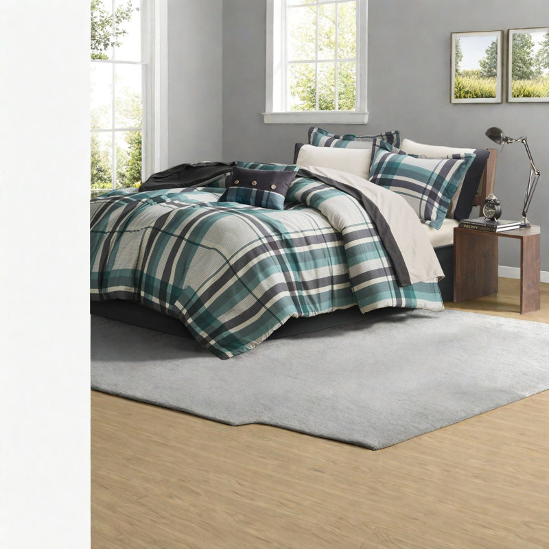 Comfortable Microfiber Plaid Bedding Sets, Twin Xl, Home Style