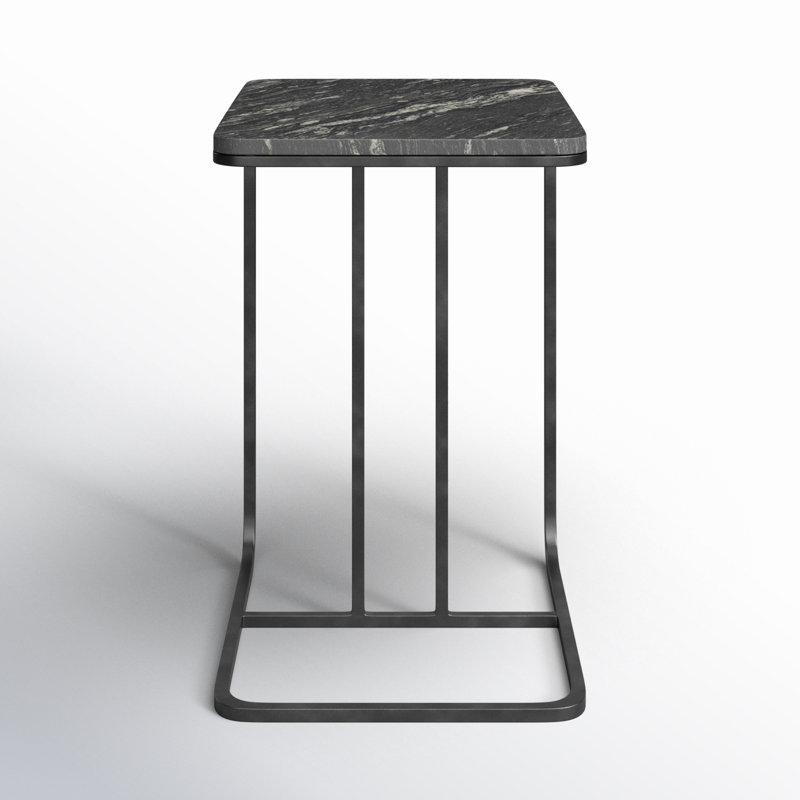 Adalley Marble End Table, Matte Black, Polished Black