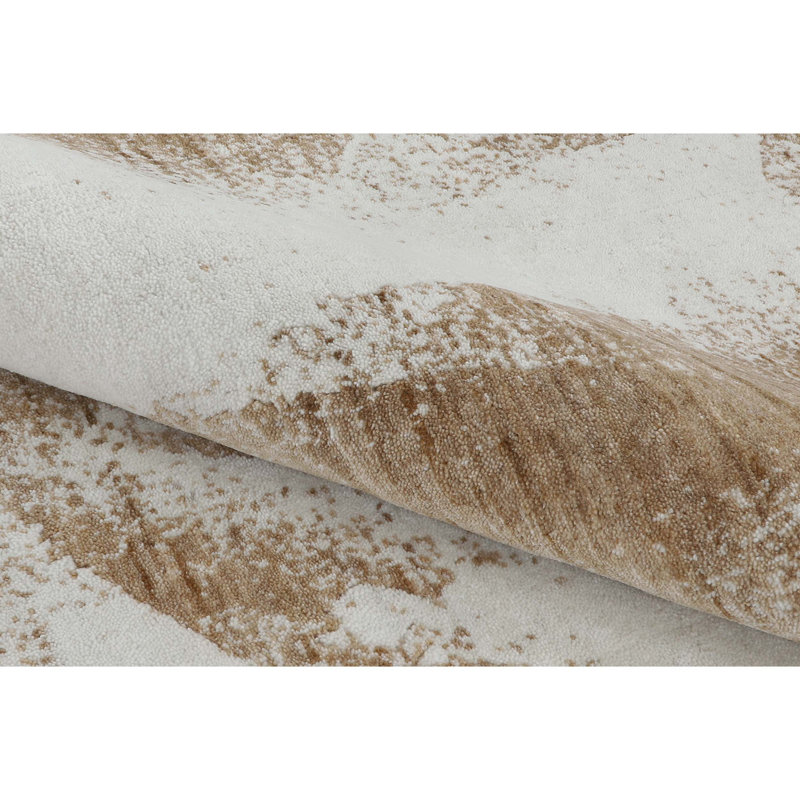 Abstract Area Rug in White/Copper, Rectangle 6' x 9'