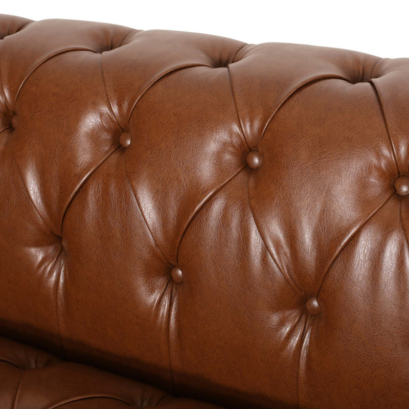 Aloe 83.5'' Faux Leather Sofa, Cognac Faux Leather