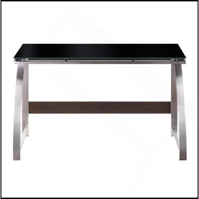 Modern Design Writing Desk Glass Top Stainless Steel Frame Furniture 1Pc