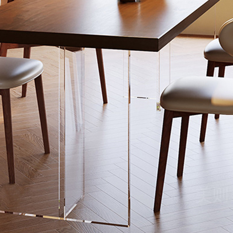 Table de salle à manger en bois massif de couleur noyer, H 29,52 po x L 55,11 po x l 31,49 po