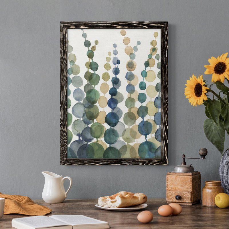 «Pompom Botanical I», toile encadrée de qualité supérieure - prête à être accrochée, H 20 po x l 17 po x P 1 po, Noir