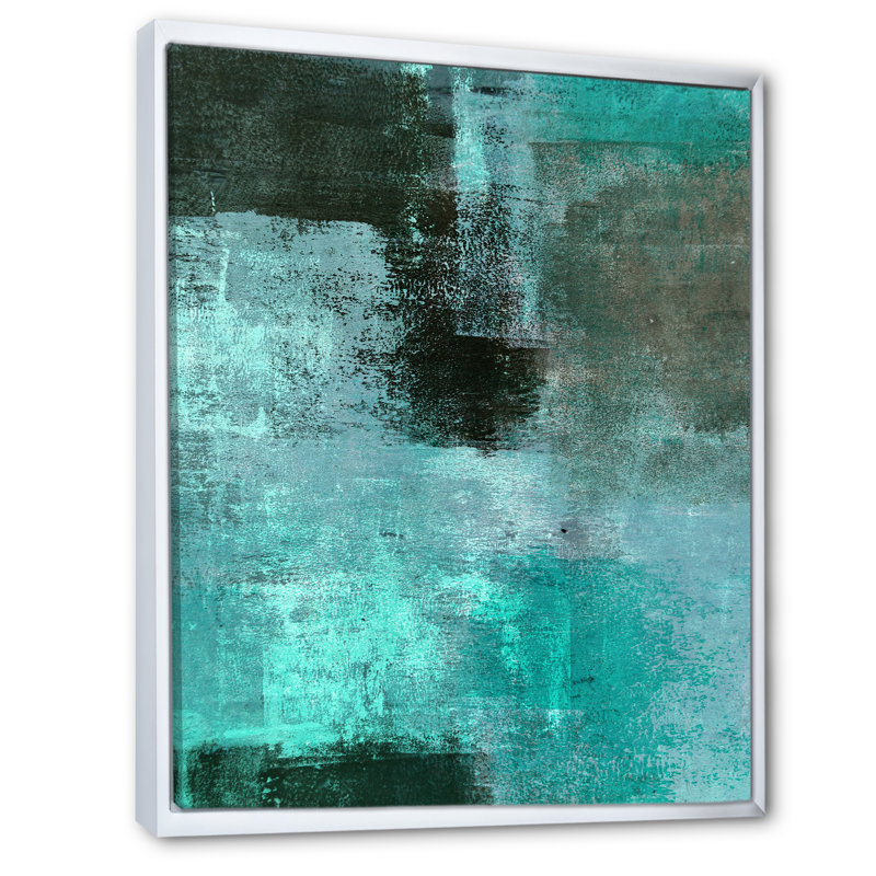 «Turquoise Meets Brown Abstract Art», reproduction d'art moderne et contemporaine sur toile, H 12 po x l 8 po x P 1 po