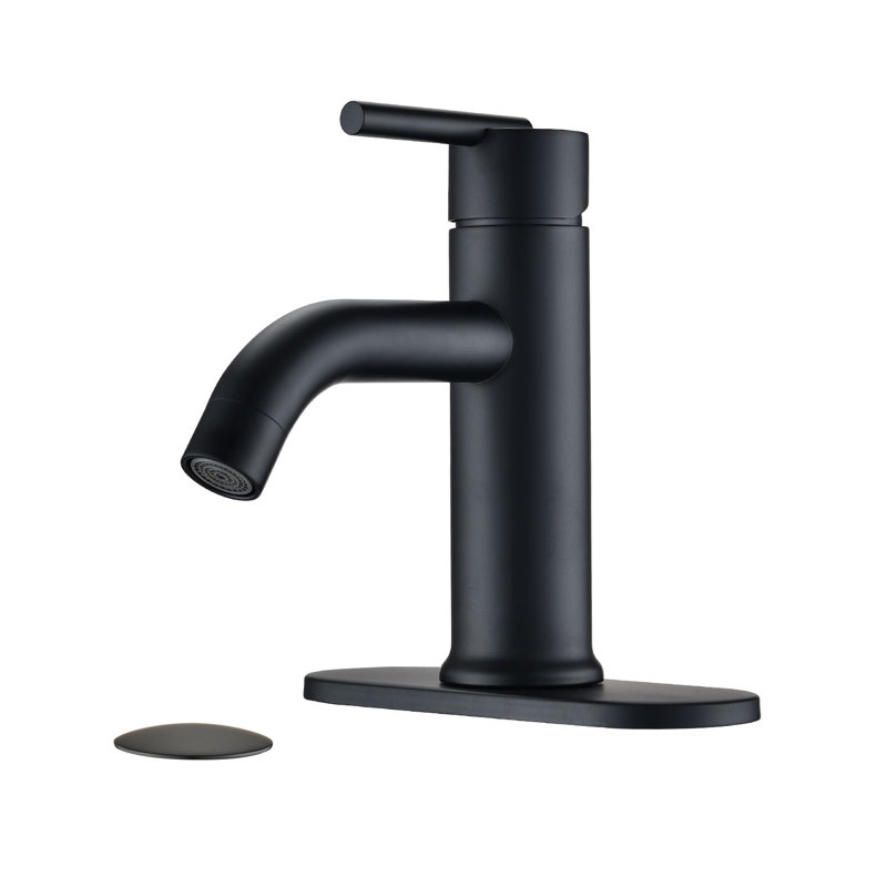 Single-handle Bathroom Faucet, Matte Black, Drain Assembly Included