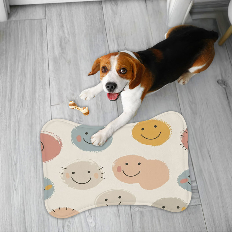 Colorful Smiley Patterns - 1 Piece Bone Shape Feeding Mat