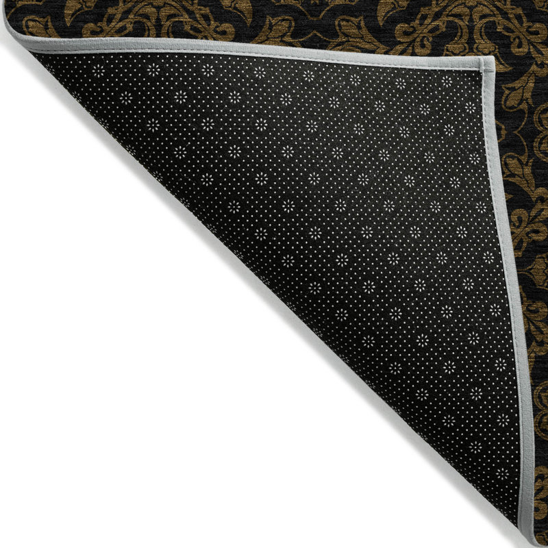 Tapis d'intérieur et d'extérieur lavable 5 pi x 8 pi médaillon brun et noir