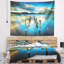 Tapisserie «Seascape Cloudy Lake» avec jetée brisée-28503048