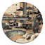 Art mural rond noir et gris sur horizon I - paysages abstraits sur métal-88627539