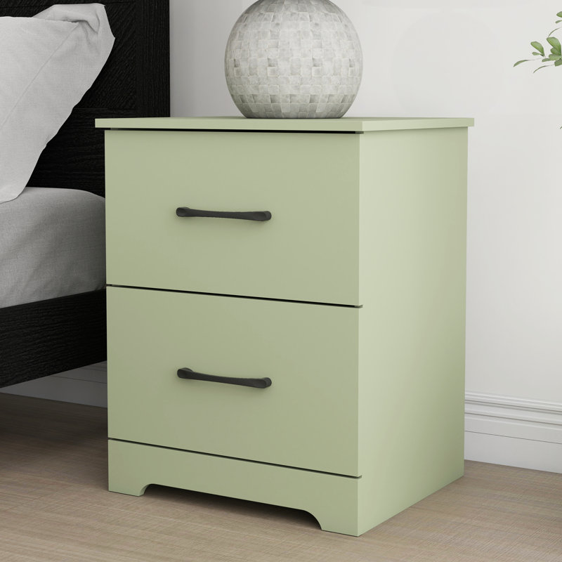 Arkia 23.7" H 2-Drawer Manufactured Wood Nightstand, Sage Green, Individual