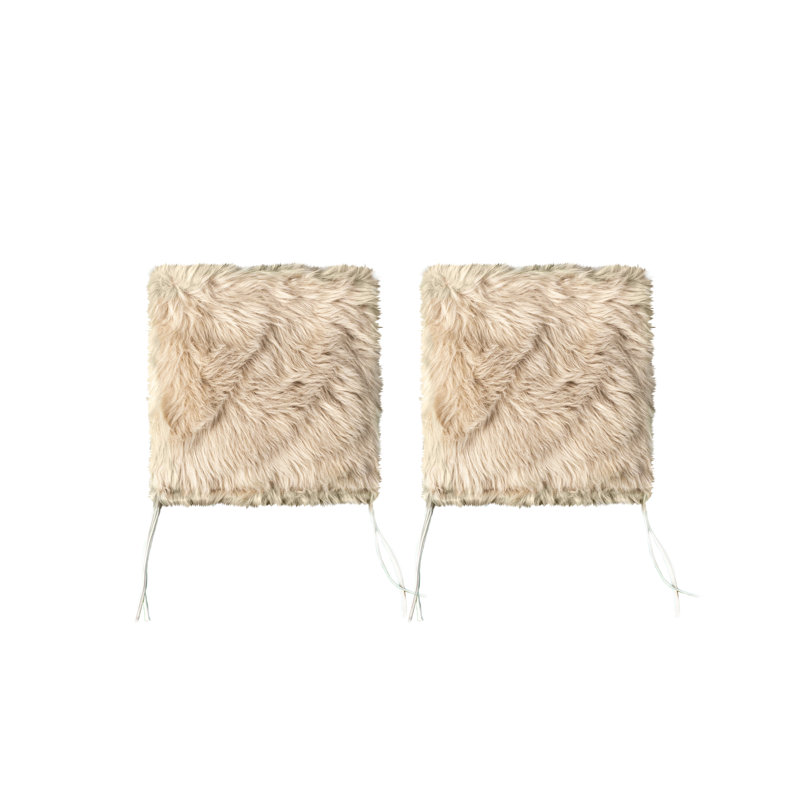 Mercer41 (Set Of 2) 17" X 17" Taupe Faux Fur Solid Color Dining Chair Pads