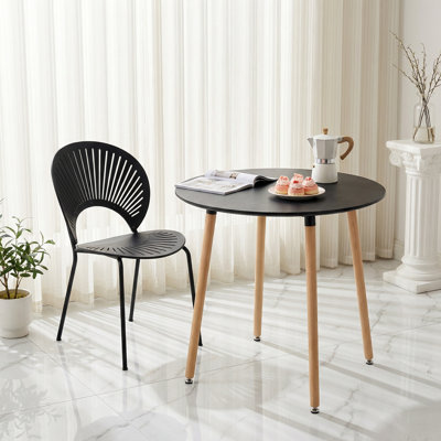 Nero Round Solid Wood Base Dining Table