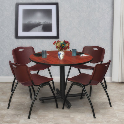 Regency Kobe Round X-Base Breakroom Table, 4 M Stack Chairs