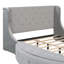 Grand lit plateforme tapissier avec tête de lit à oreilles, grand tiroir et tabourets de rangement latéraux pour les chambres élégantes et fonctionnelles-959276307