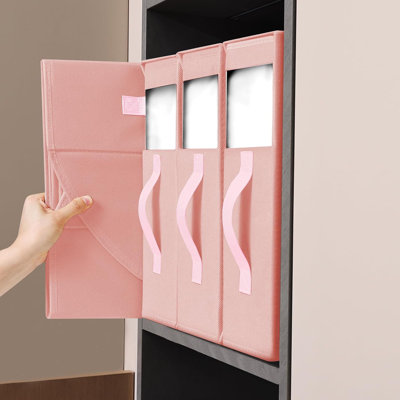Organisateur de draps de lit et paquet de 8, organisateur de garde-robe pliable en lin avec fenêtre, boîte de rangement pour les couvertures et les housses de couette