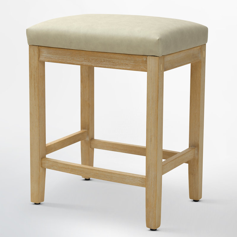 Tabouret de bar 24 po Yerly, Siège beige / structure en bois