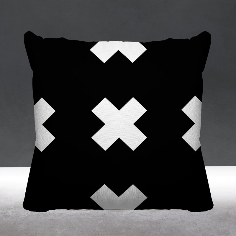 Coussin intérieur / extérieur Luella, 15 po x 15 po, Noir, Carré