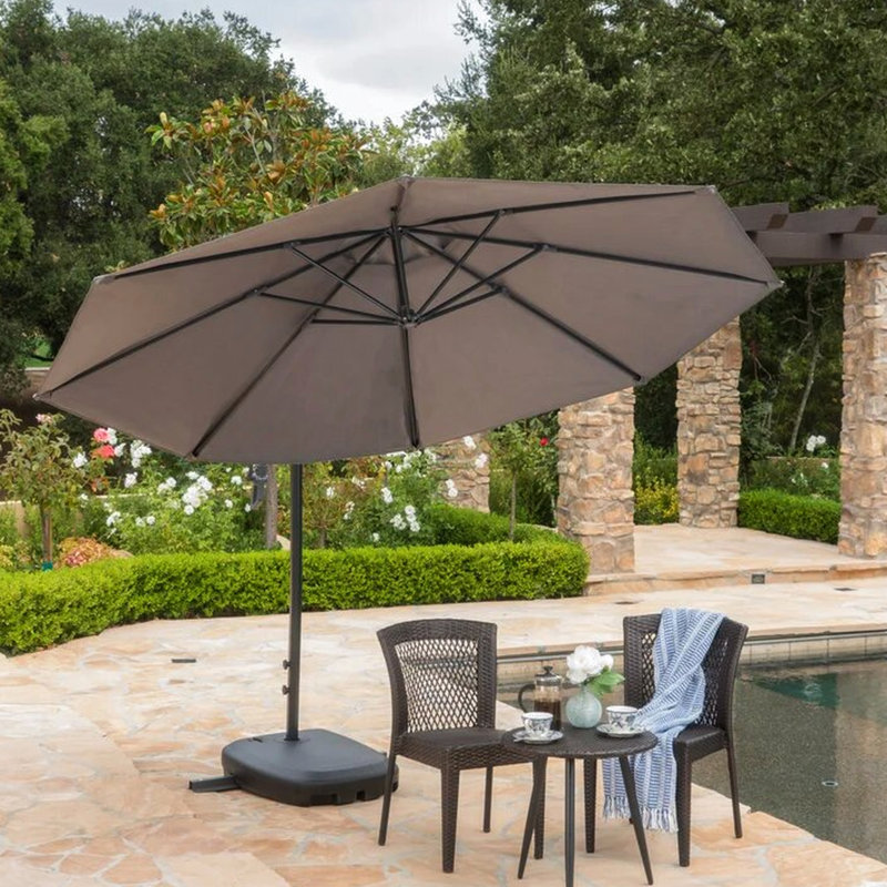 Parasol d'extérieur chic simple en forme de banane avec cadre en aluminium, pour temps doux, aluminium gris moderne, convient à une utilisation, temps