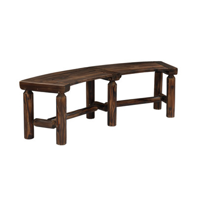 56 In. 2-Person Fir Curved Outdoor Bench by Millwood Pines