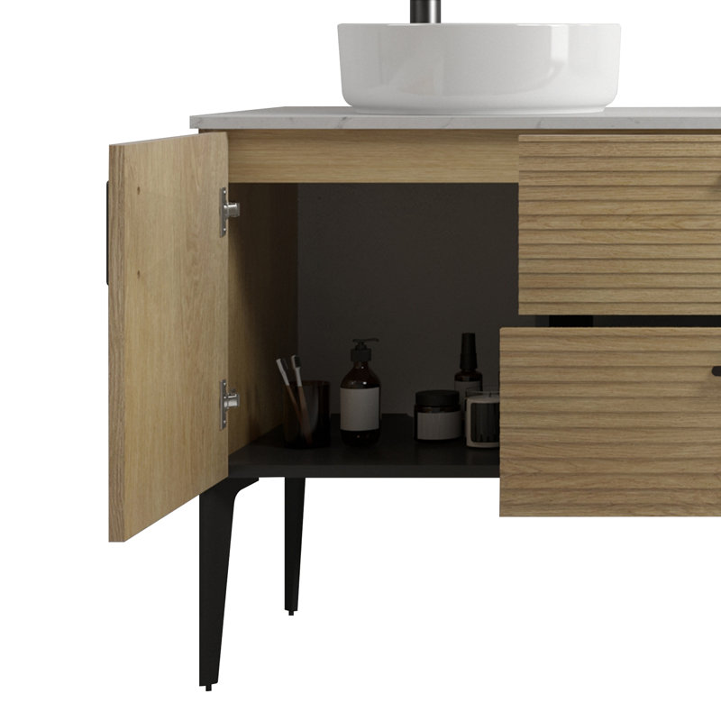 Meuble-lavabo autoportant 60 po avec lavabo en céramique 60 po Modern