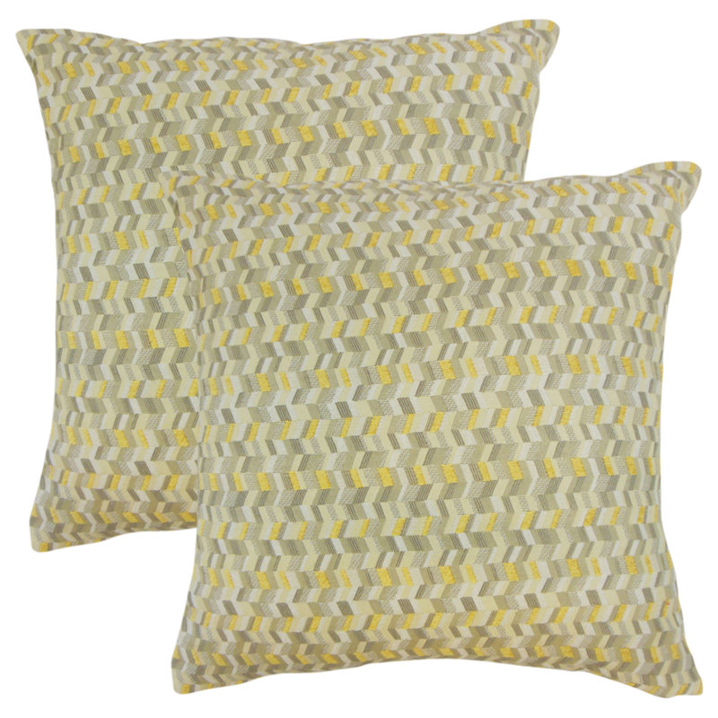 Chevron Feather Reversible Throw Pillow, Citron