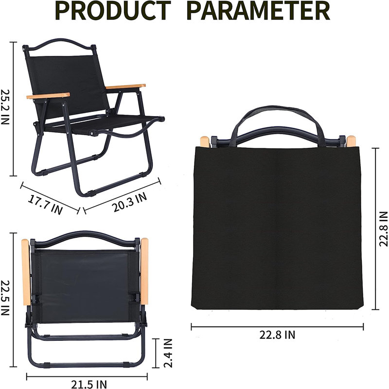 Ensemble de 1 chaise de plage pliante portative noire Naedelyn