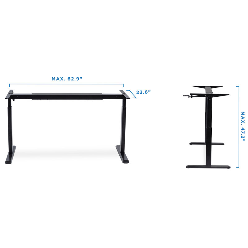 Mount-It! Height Adjustable Stand Up Desk with Manual Crank, Desk Frame Only for Home & Office