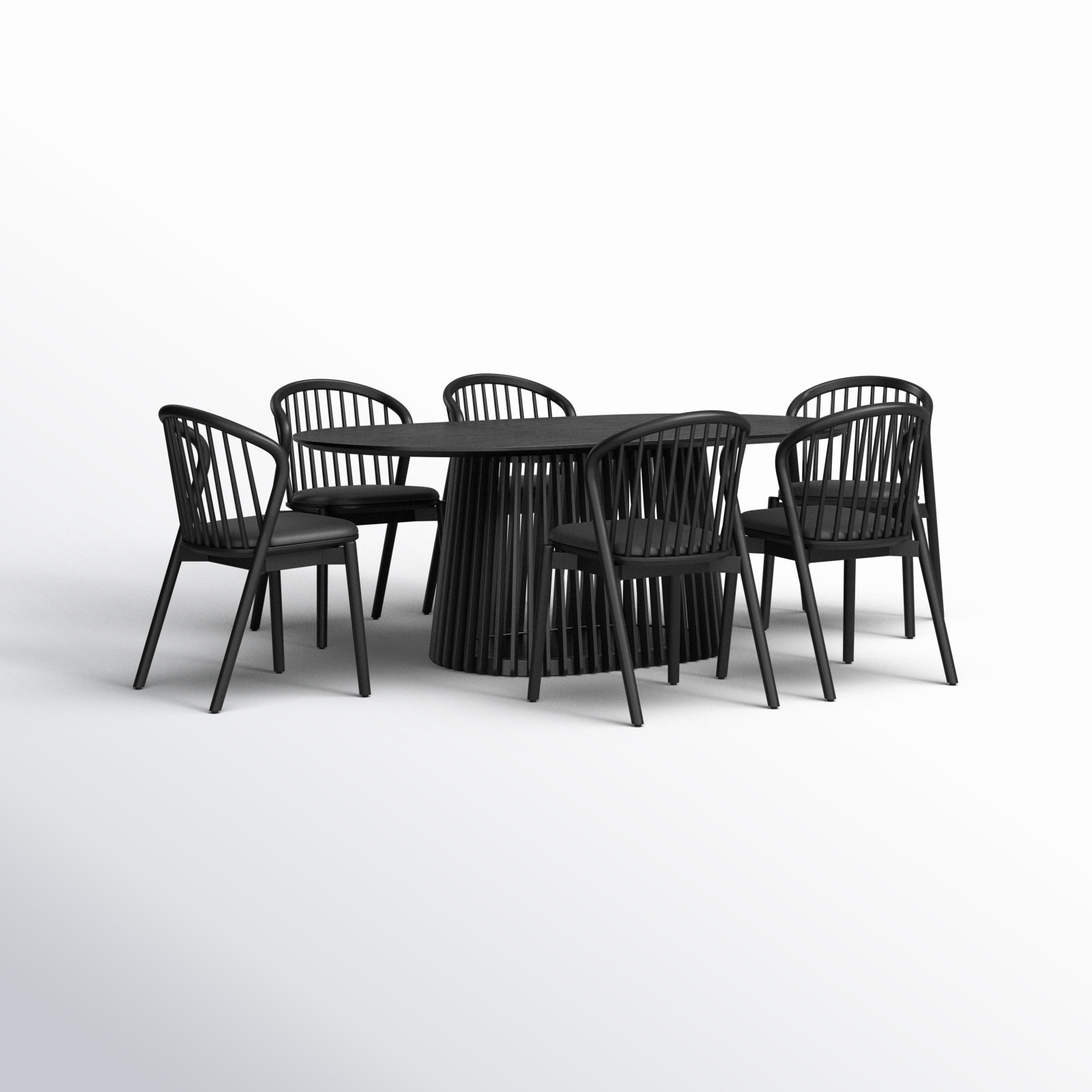 7 - Piece Dining Set, Black, Black