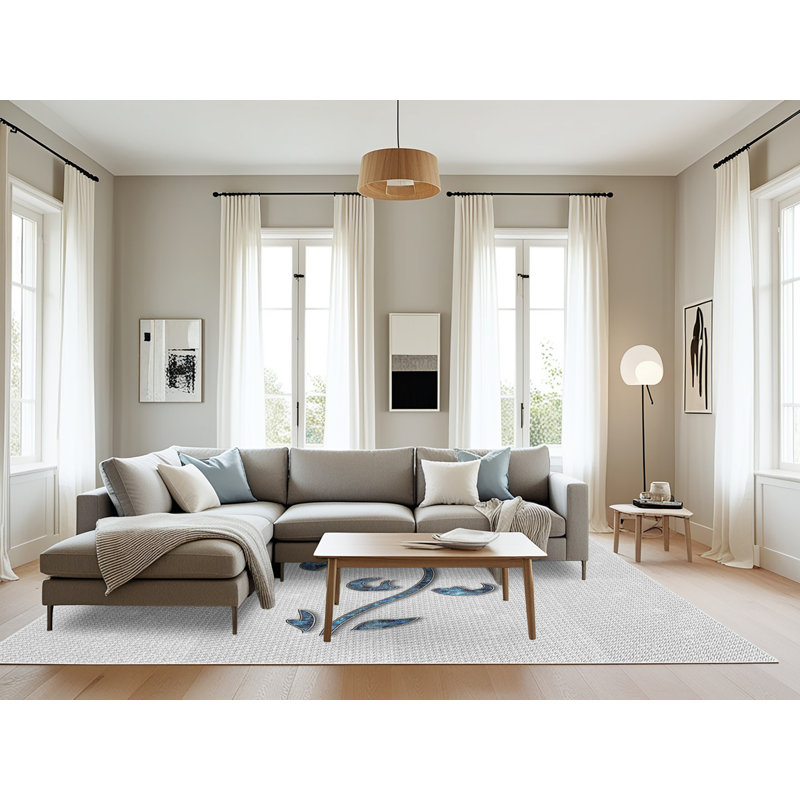 Tapis décoratif grise iliomar, Rectangle 8 pi x 12 pi