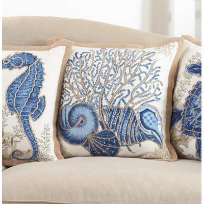 Neptunian Seashells Cotton Throw Pillow
