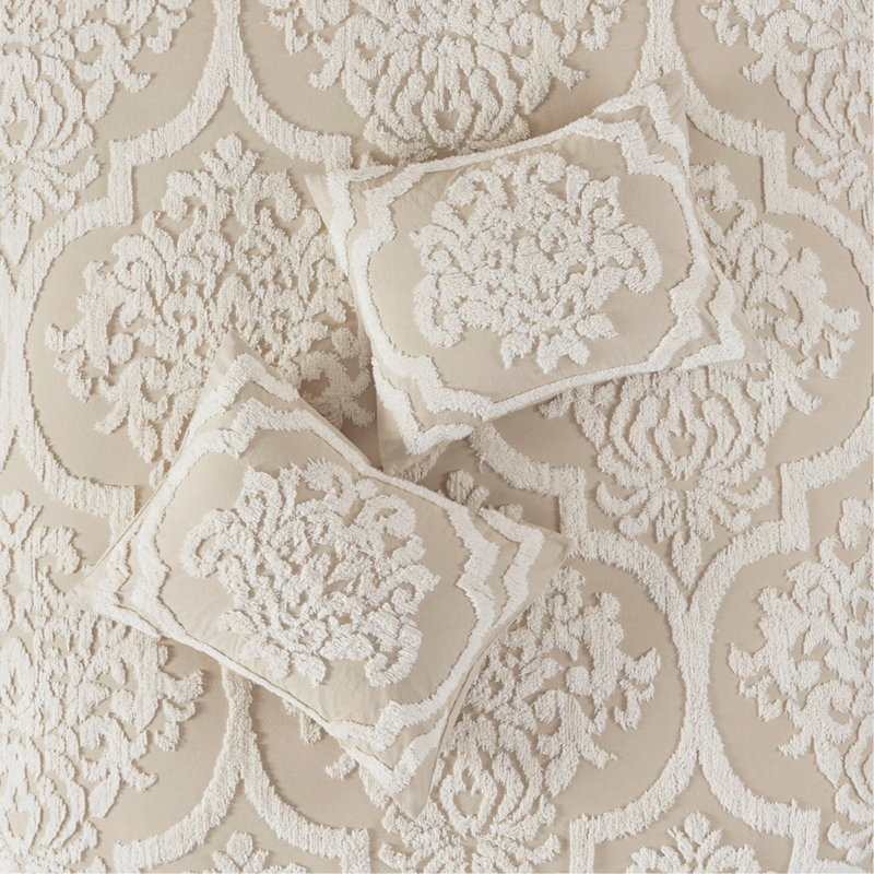 Ensemble de housse de couette pour lit double / grand 3 pièces en housse de couette en chenille de coton touffeté, aspect doux, certifié OEKO-TEX