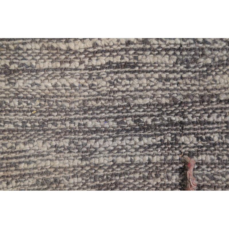 Tapis décoratif gris anthracite en laine noué à la main de conception unique 4 pi 11 po x 8 pi noué à la main New Age