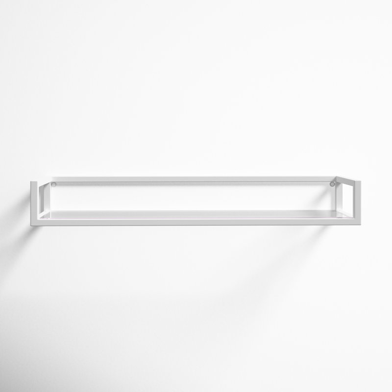 Chainbridge Rectangular Metal and Glass Accent Shelf, White