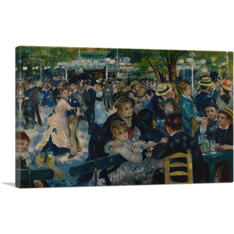 «Dance at Le Moulin de la Galette 1876» par Pierre-Auguste Renoir, reproduction d'art sur toile tendue